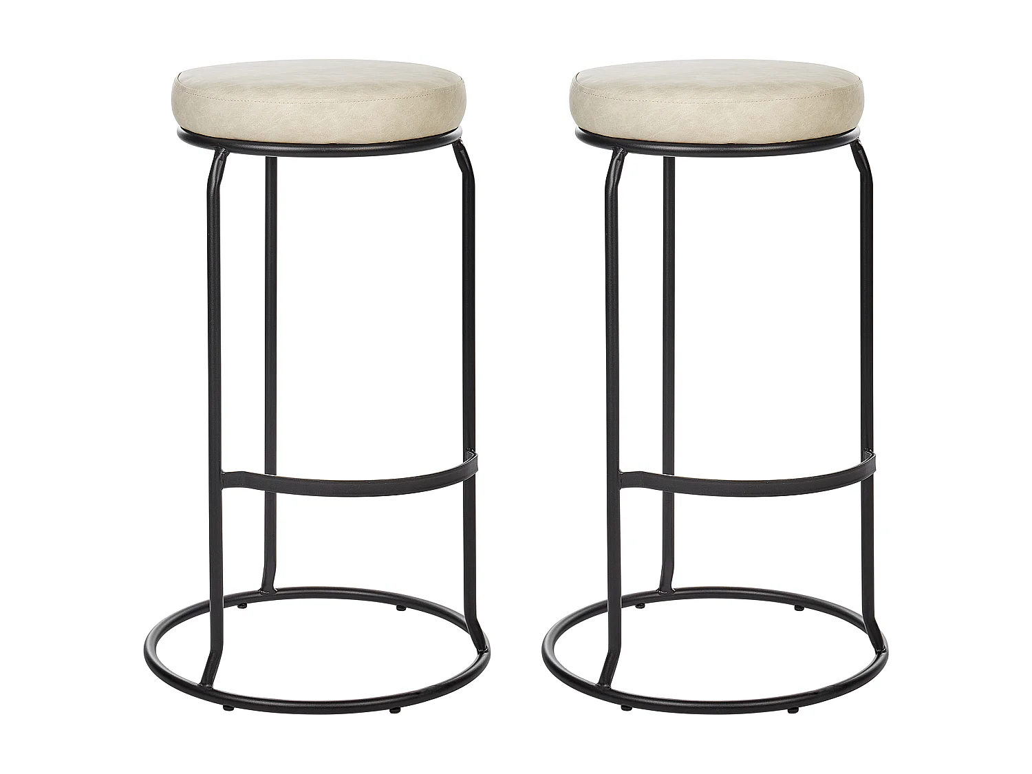 Lot de 2 tabourets de bar MILROY Cuir PU Beige clair