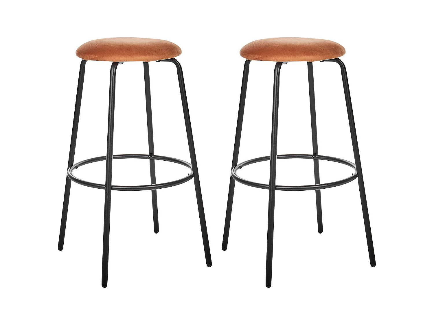 Lot de 2 tabourets de bar MORTON Velours Orange