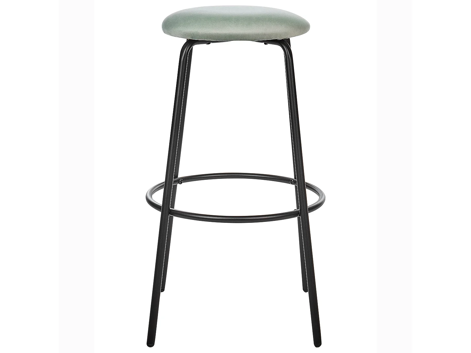 Barhocker 2er Set Samtstoff grün ohne Lehne mit Fußstützen Retro Design Morton