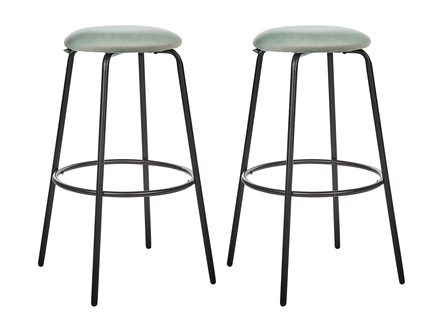 Lot de 2 tabourets de bar MORTON Velours Vert menthe