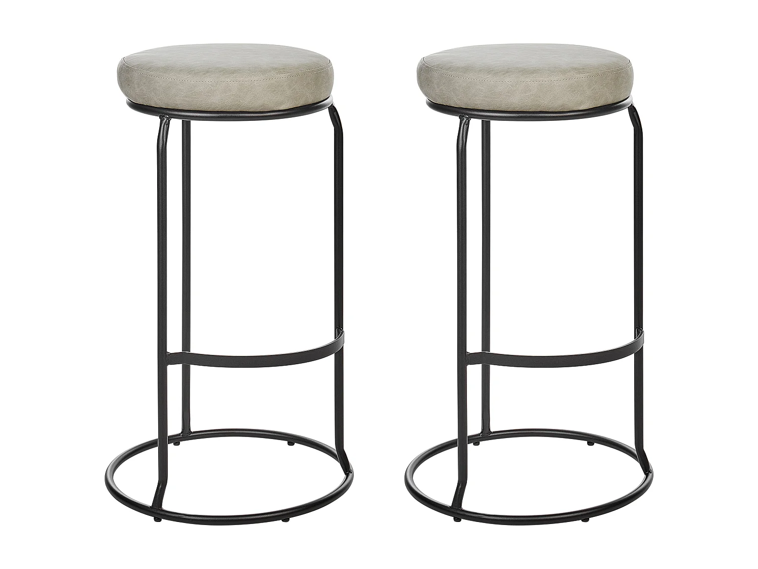 Lot de 2 tabourets de bar MILROY Cuir PU Gris clair