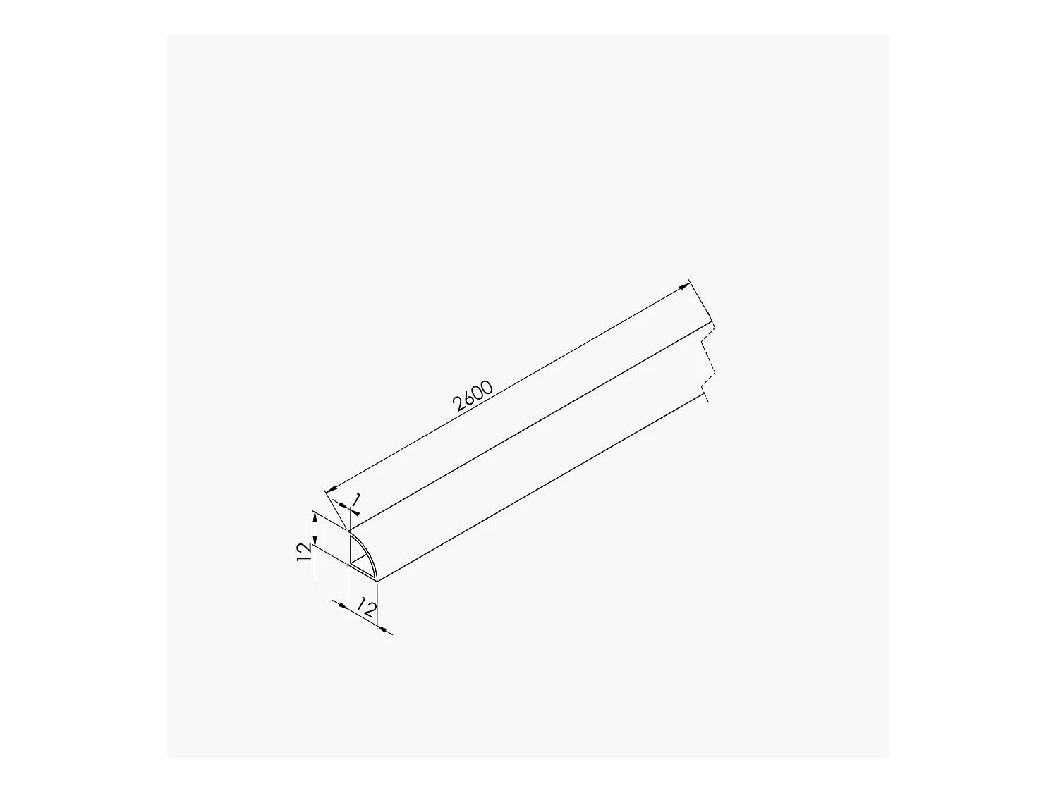 Quart de Rond PVC - Longueur 2.60 m - Blanc - À l'unité