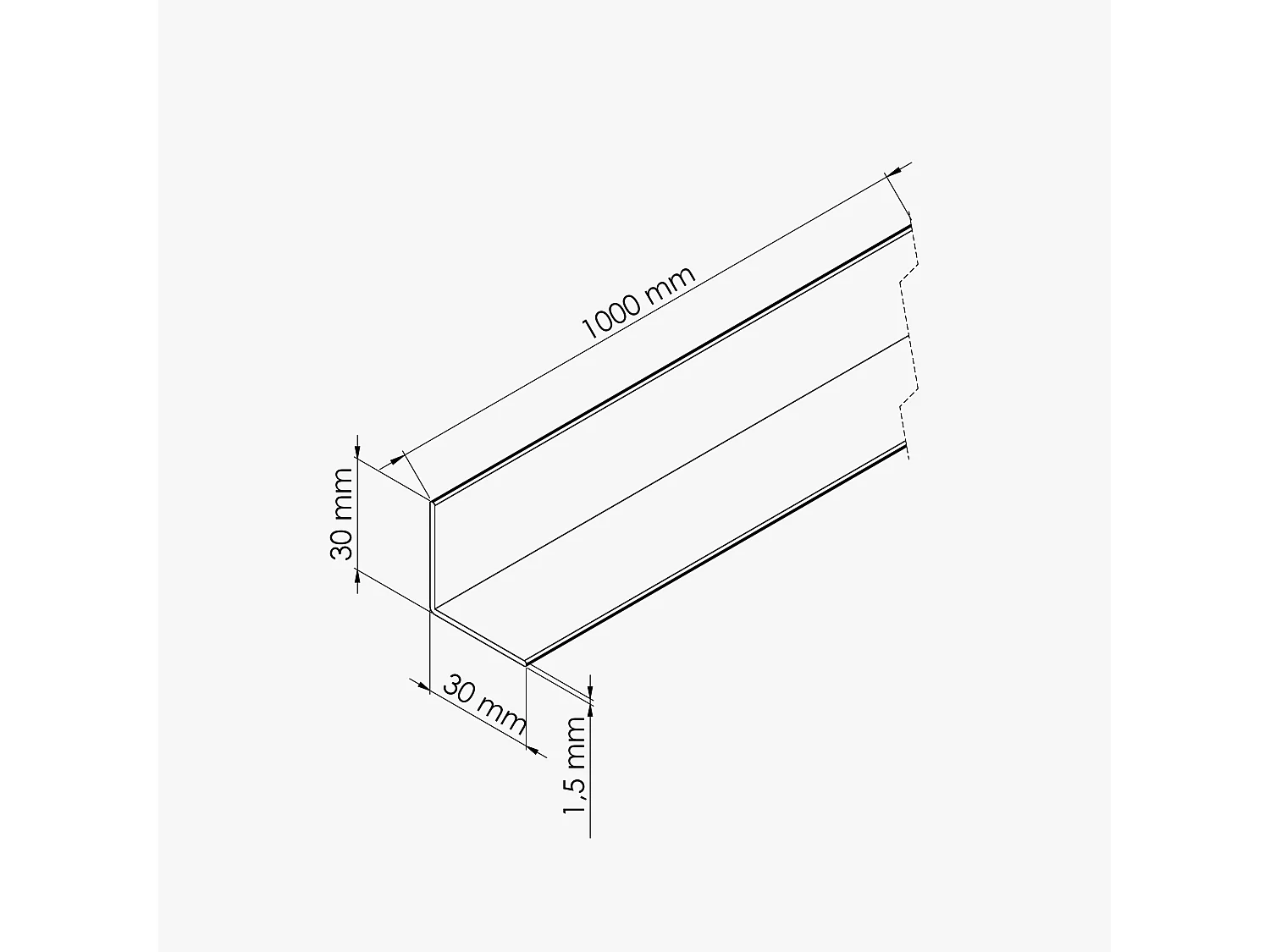 Cornière PVC - Longueur 1 m - Blanc - 3 x 3 cm
