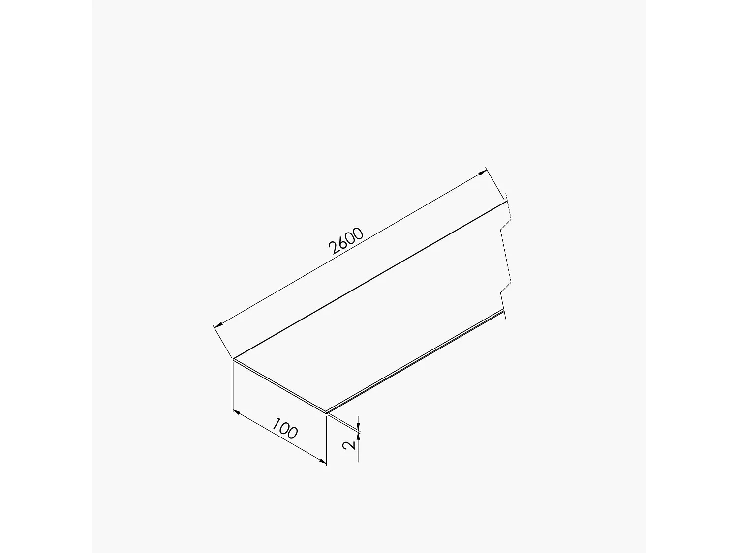Profil Plat PVC 100 mm - Longueur 2.60 m - À l'unité