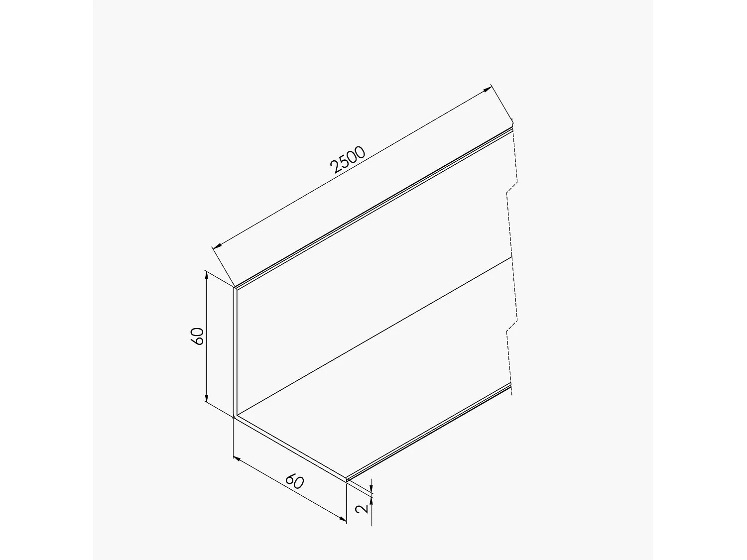 Cornière PVC 60 x 60 mm - Longueur 2.50 m - Blanc - À l'unité