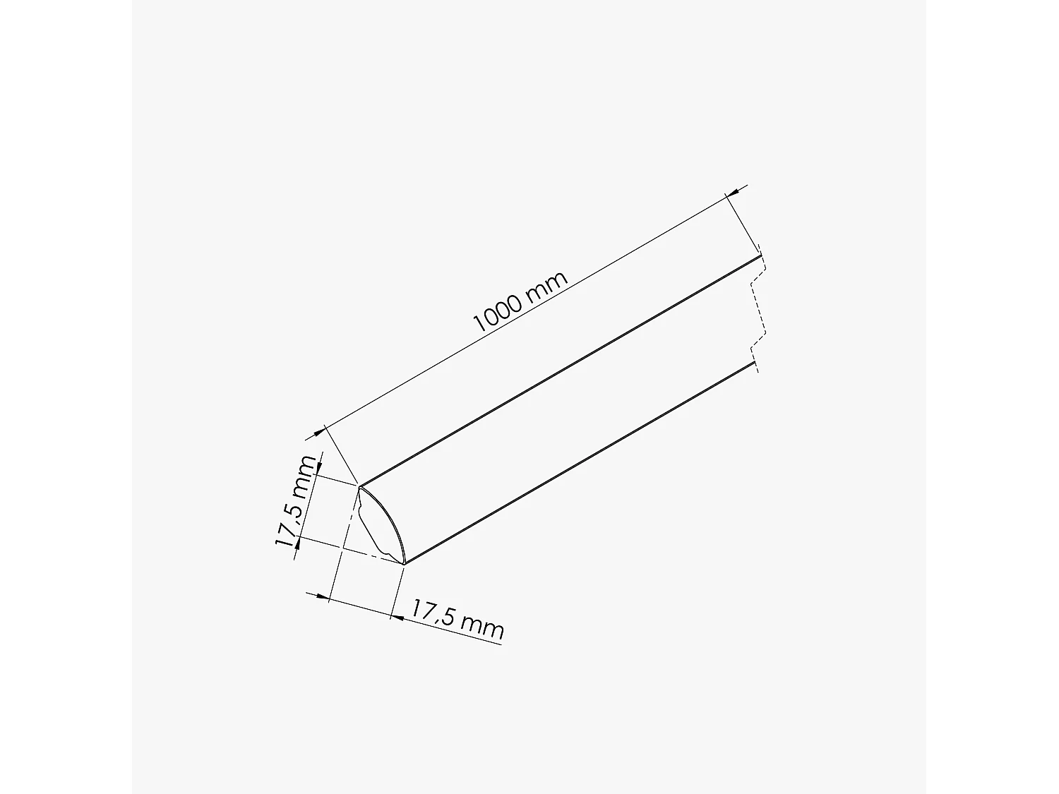 Quart de Rond PVC Cellulaire - Longueur 1 m - Gris