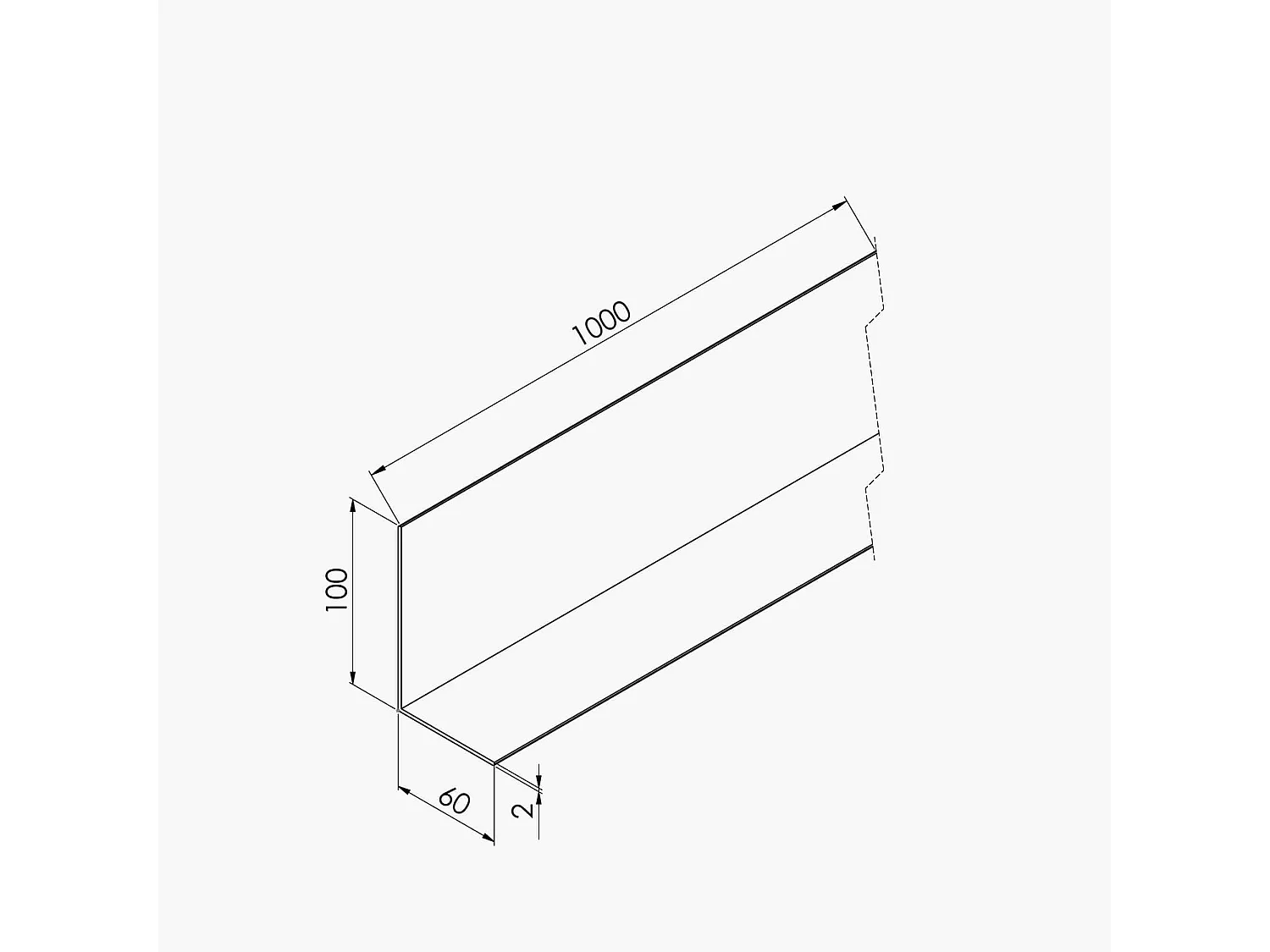 Cornière Inégale PVC 2.60 m - Blanc - 6 x 10 cm, À l'unité
