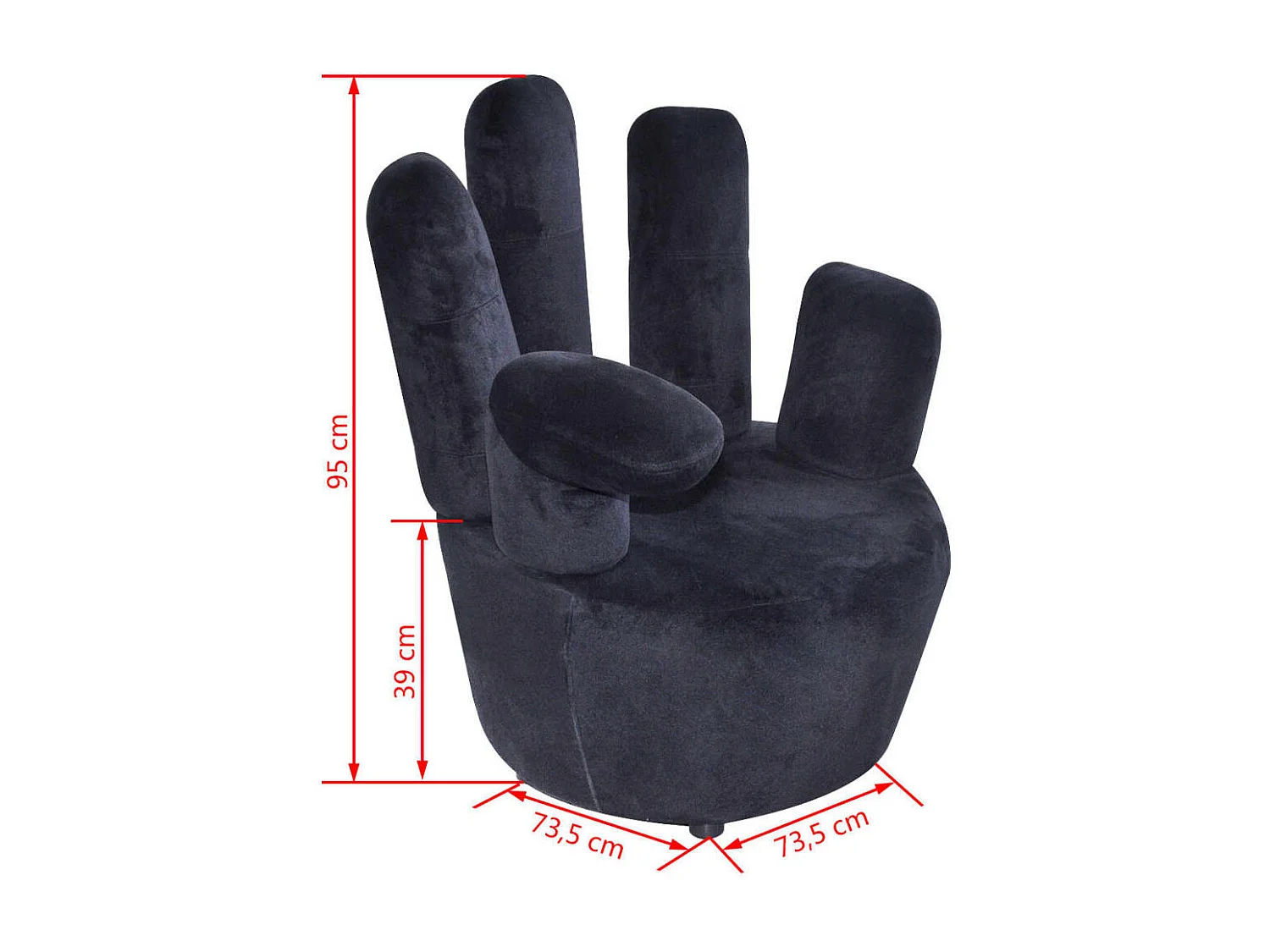Chaise en forme de main noir velours