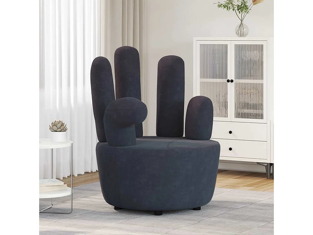 Chaise en forme de main noir velours