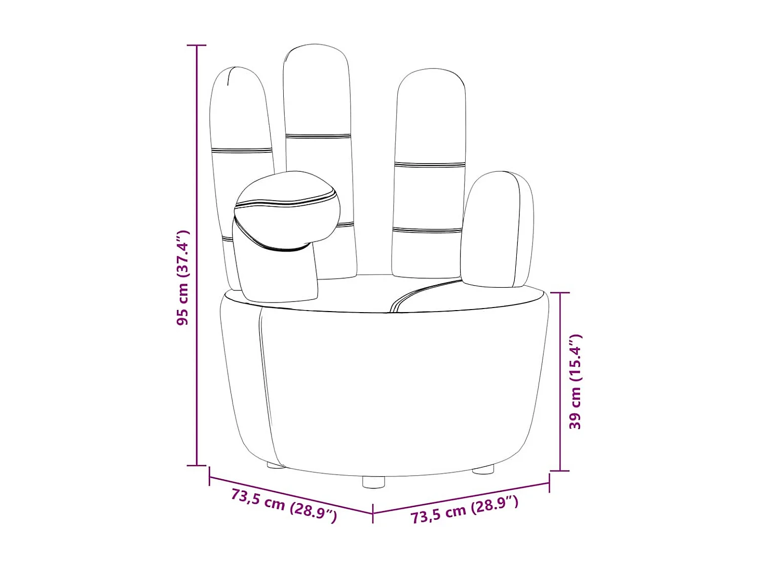 Chaise en forme de main noir velours