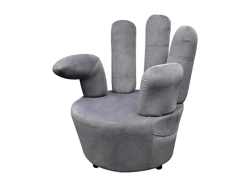 Chaise en forme de main gris velours