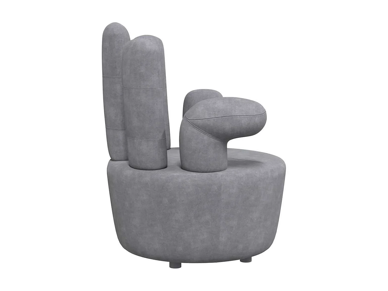 Chaise en forme de main gris velours