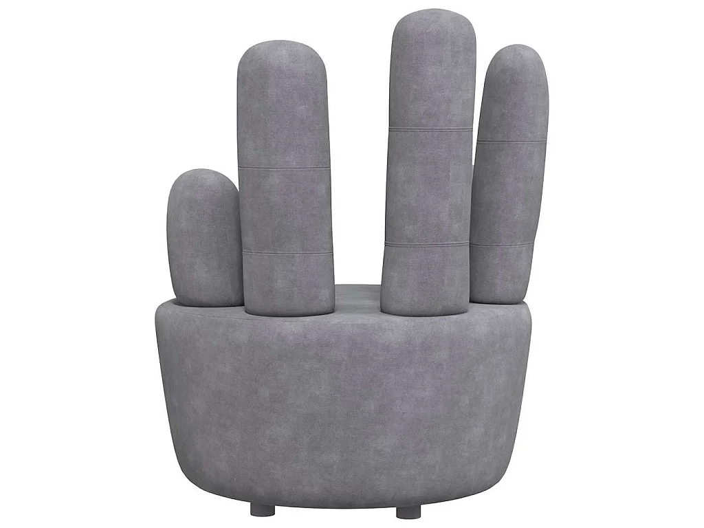 Chaise en forme de main gris velours