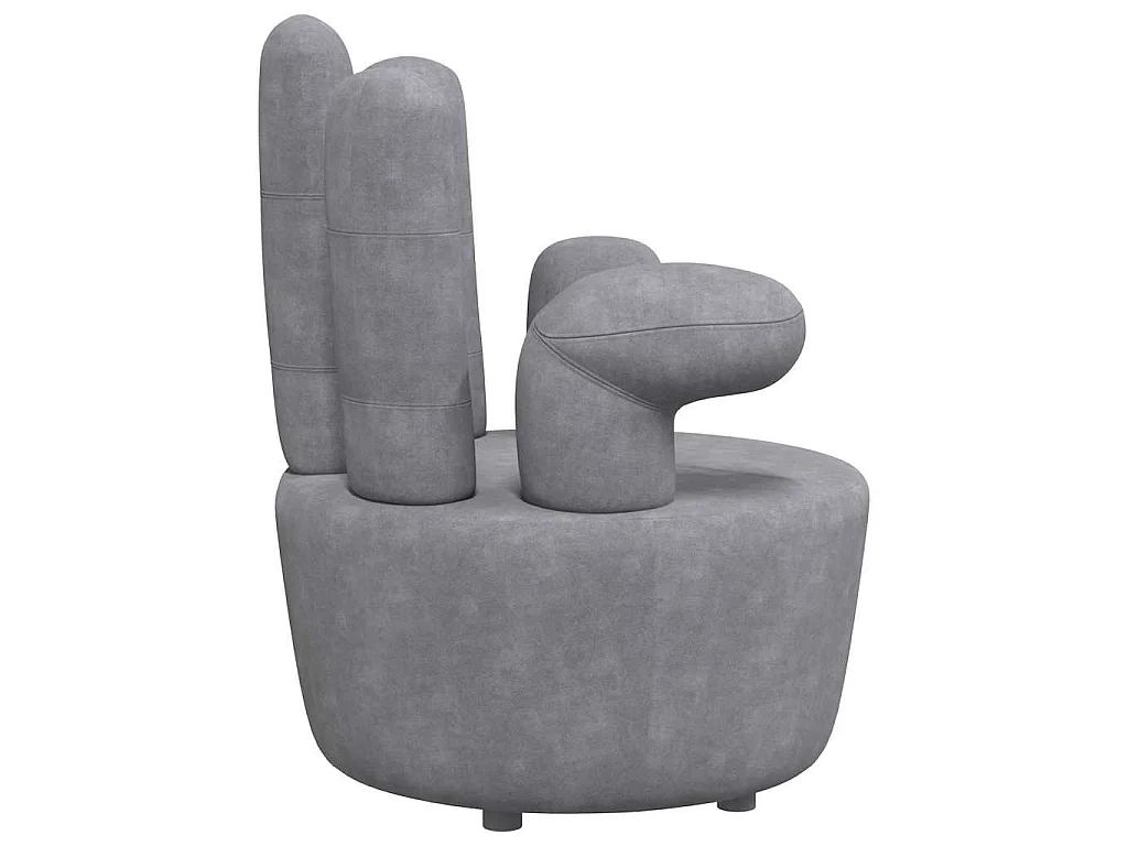 Chaise en forme de main gris velours