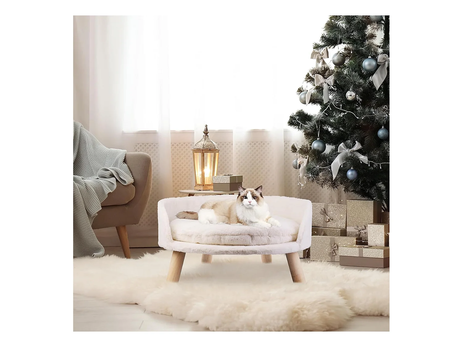 Canapé pour chien lit chien chat surélevé fauteuils pour chiens 61.5x61.5x33cm