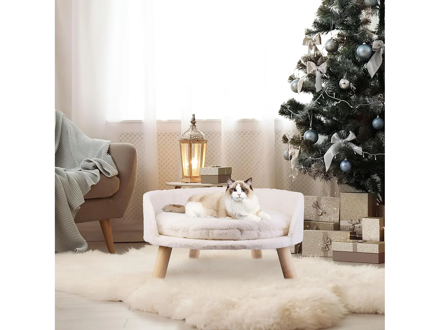 Canapé pour chien lit chien chat surélevé fauteuils pour chiens 61.5x61.5x33cm