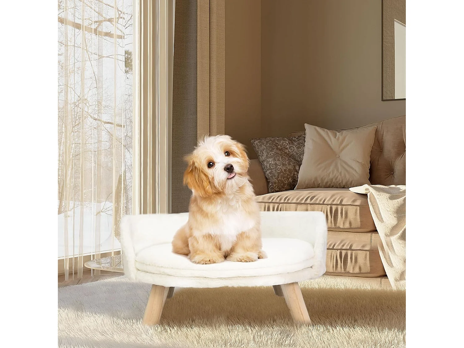 Canapé pour chien lit chien chat surélevé fauteuils pour chiens 61.5x61.5x33cm