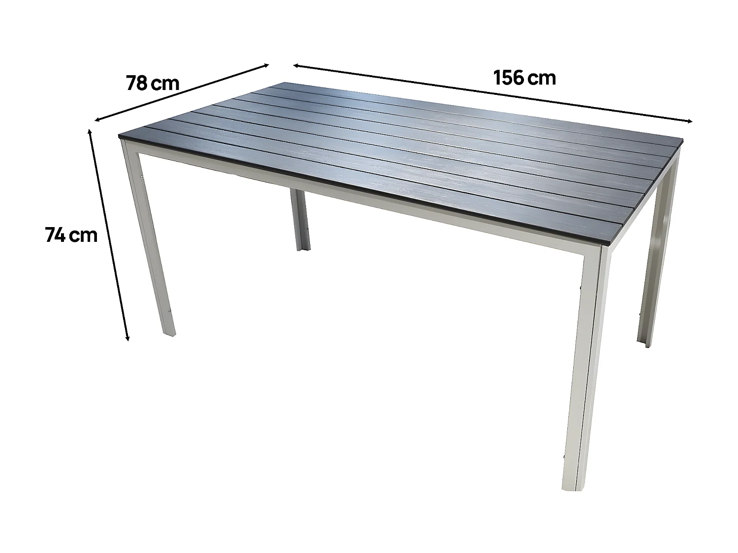 Table de jardin avec lattes en plastique "Majorque"  156 x 78 x 74 cm - Gris
