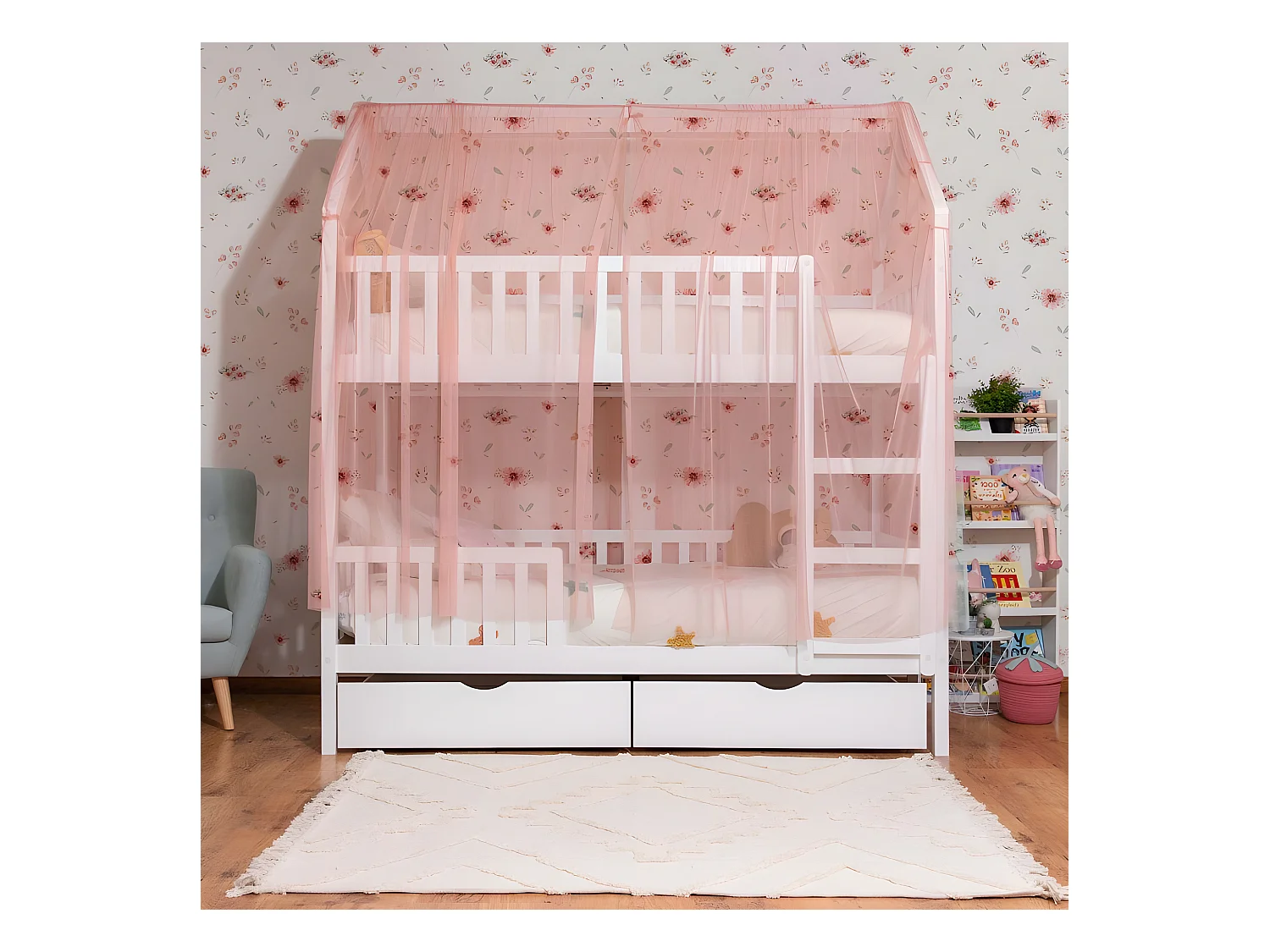 Techo para Litera Sawyer Tul rosa viejo 201x201x97cm