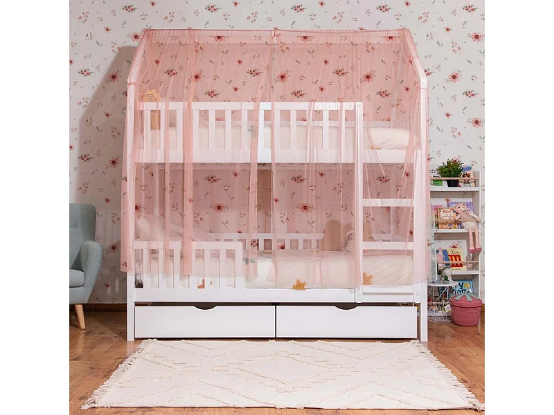 Betthimmel für Etagenbett Sawyer Tüll altrosa 201x201x97cm