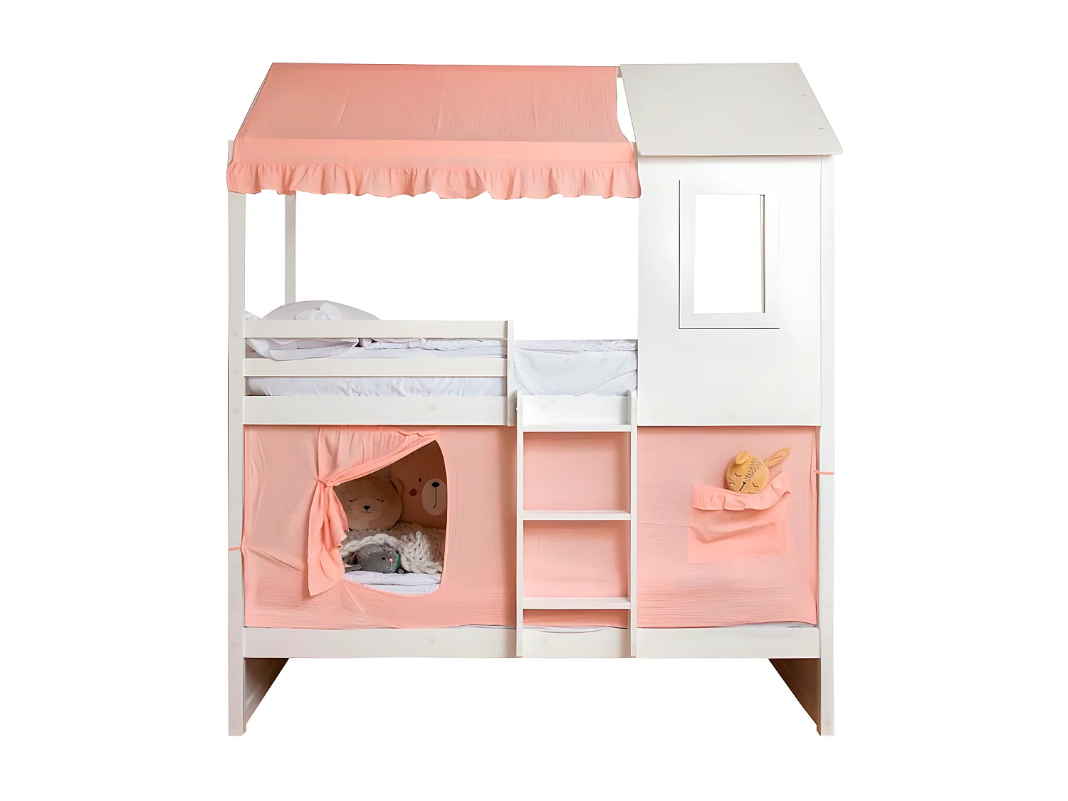 Cobertura do beliche Casita de algodão rosa 70x198/154x133cm