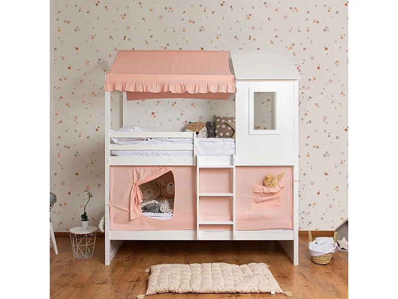 Cobertura do beliche Casita de algodão rosa 70x198/154x133cm