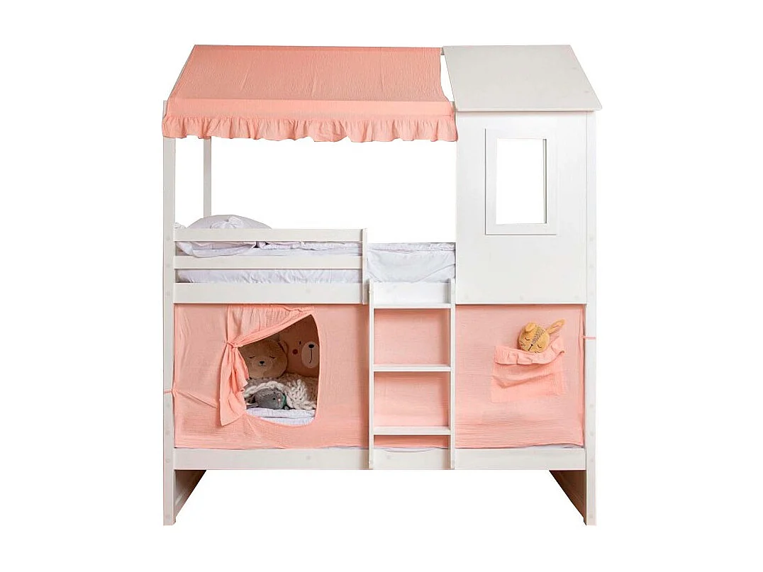 Cobertura do beliche Casita de algodão rosa 70x198/154x133cm