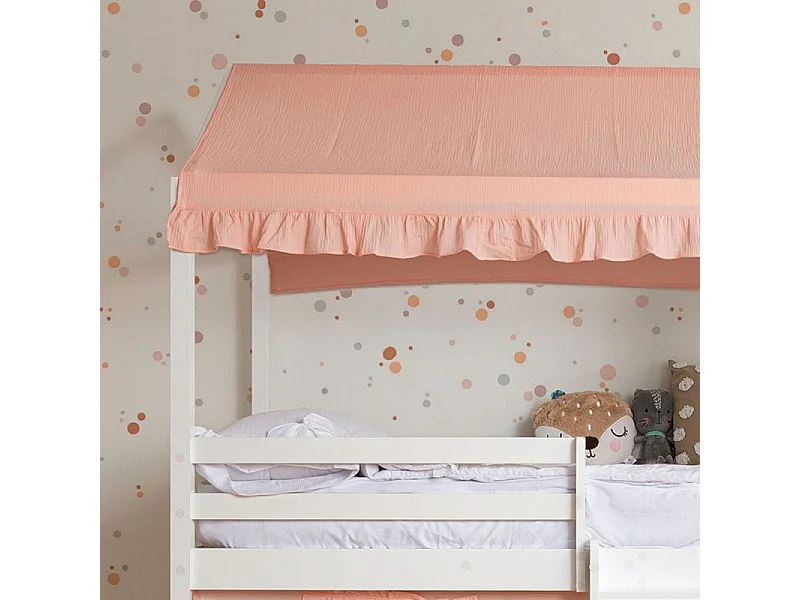 Ciel de lit superposé Casita coton rose 70x198/154x133cm