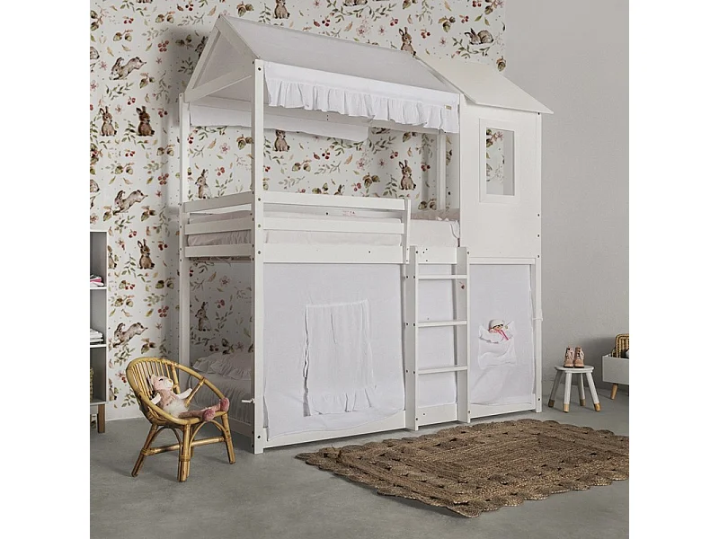 Tetto per il letto a castello Montessori cotone bianco 90x196cm