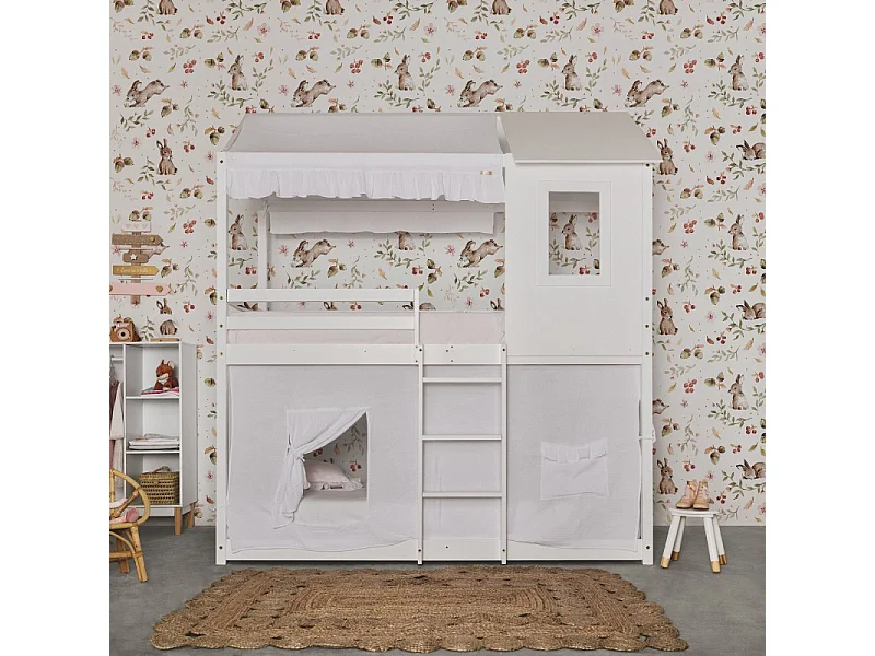 Dak voor Montessori stapelbed katoen wit 90x196cm