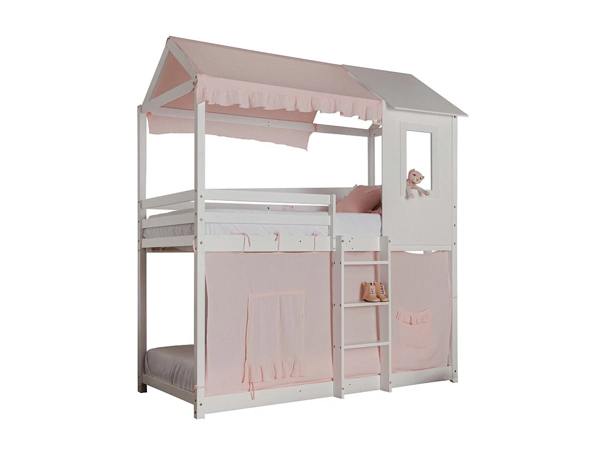 Tetto per il letto a castello Montessori cotone rosa 90x196cm