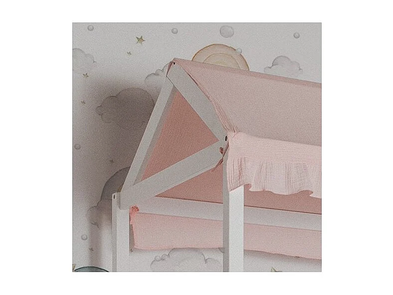 Ciel de lit  superposé Montessori coton rose 90x196cm
