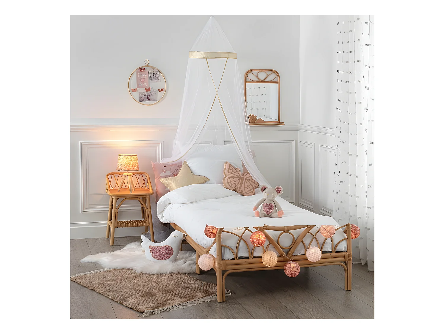 Ciel de lit en tulle polyester blanc 230x40x0.5 cm
