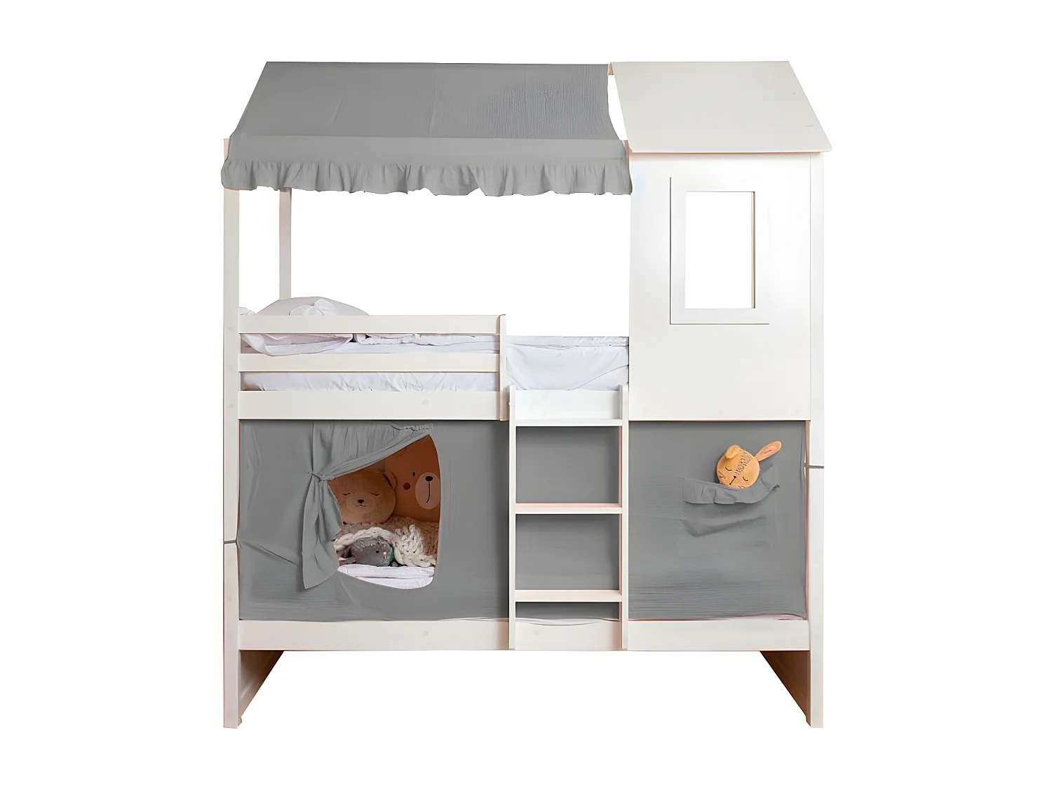 Betthimmel für Etagenbett Casita 105 Baumwolle grau 70x189/164x133cm