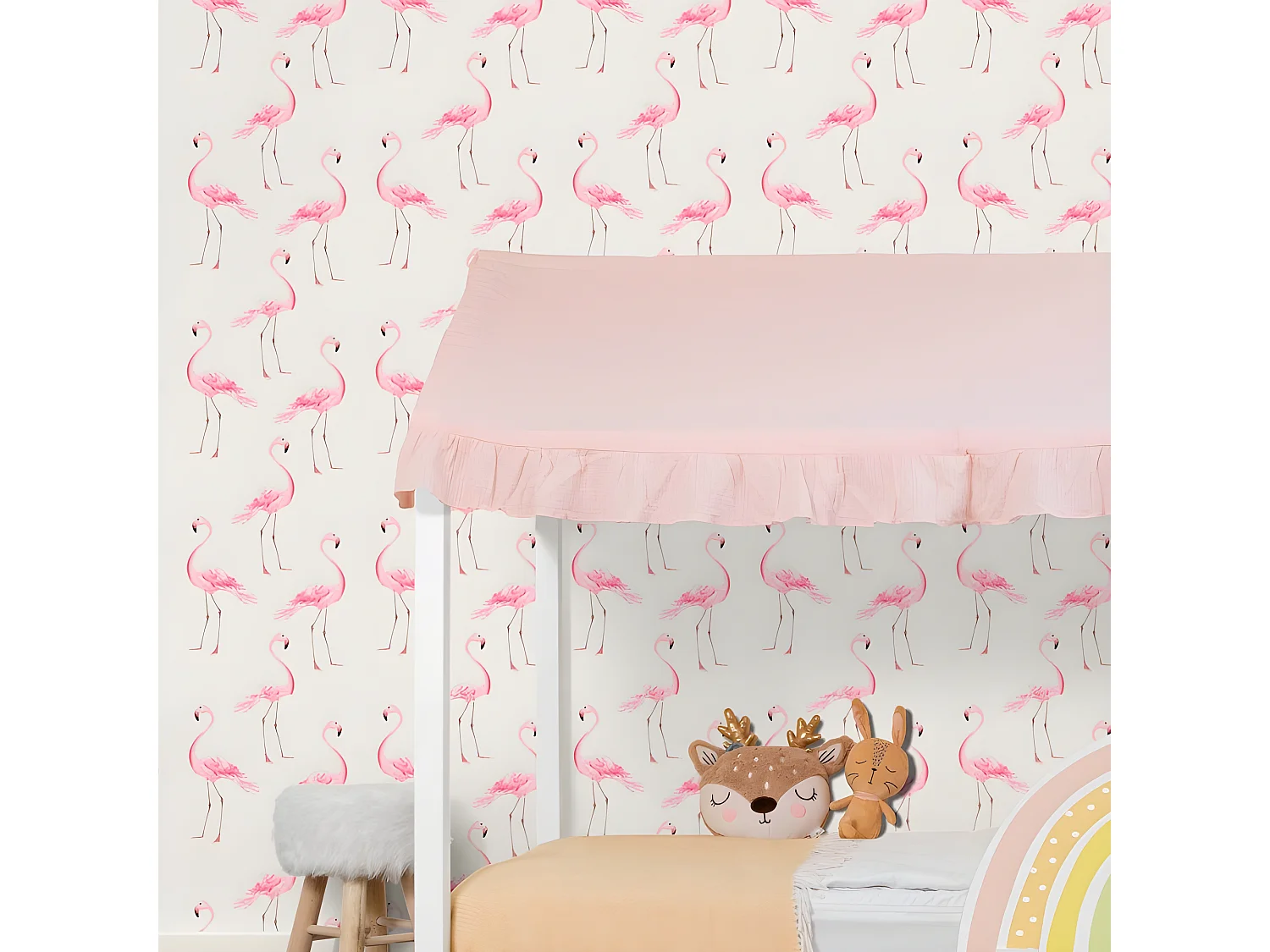 Tetto per il letto Montessori cotone rosa 40x200,5x100cm