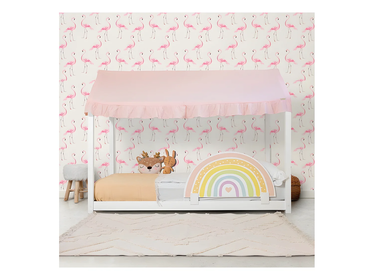 Ciel de lit Montessori coton rose 40x200,5x100cm