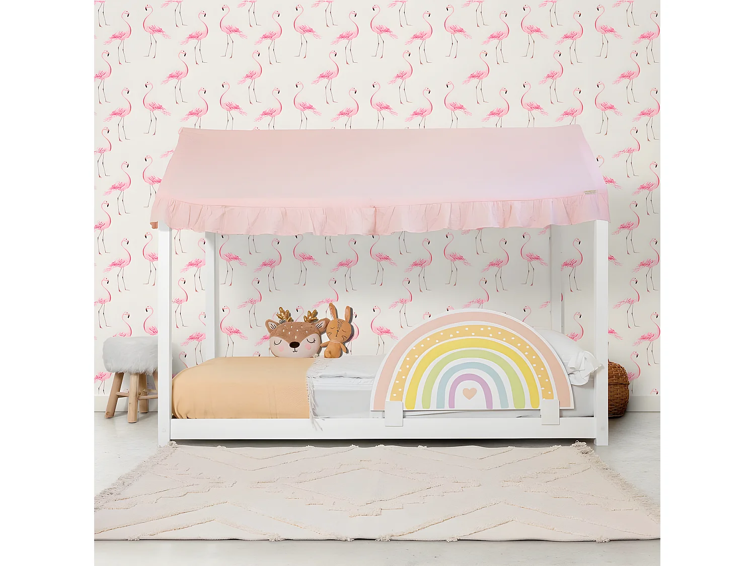 Ciel de lit Montessori coton rose 40x200,5x100cm