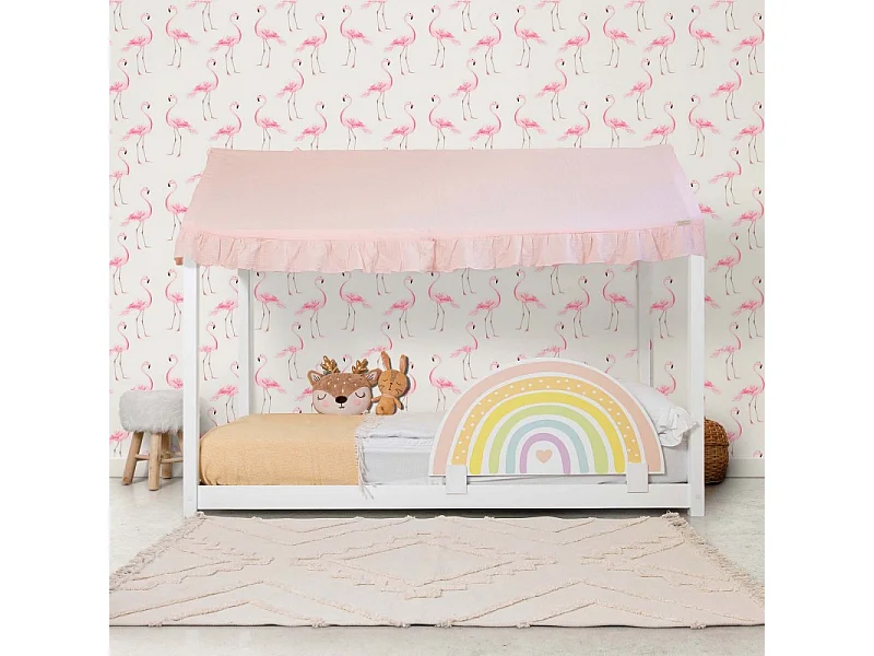 Hemel voor Montessori-bed katoen roze 40x200,5x100cm
