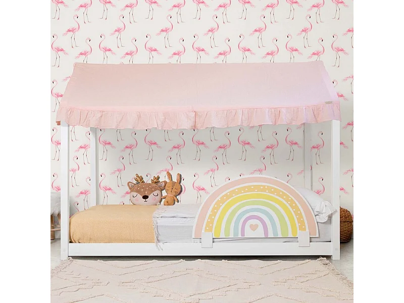 Hemel voor Montessori-bed katoen roze 40x200,5x100cm