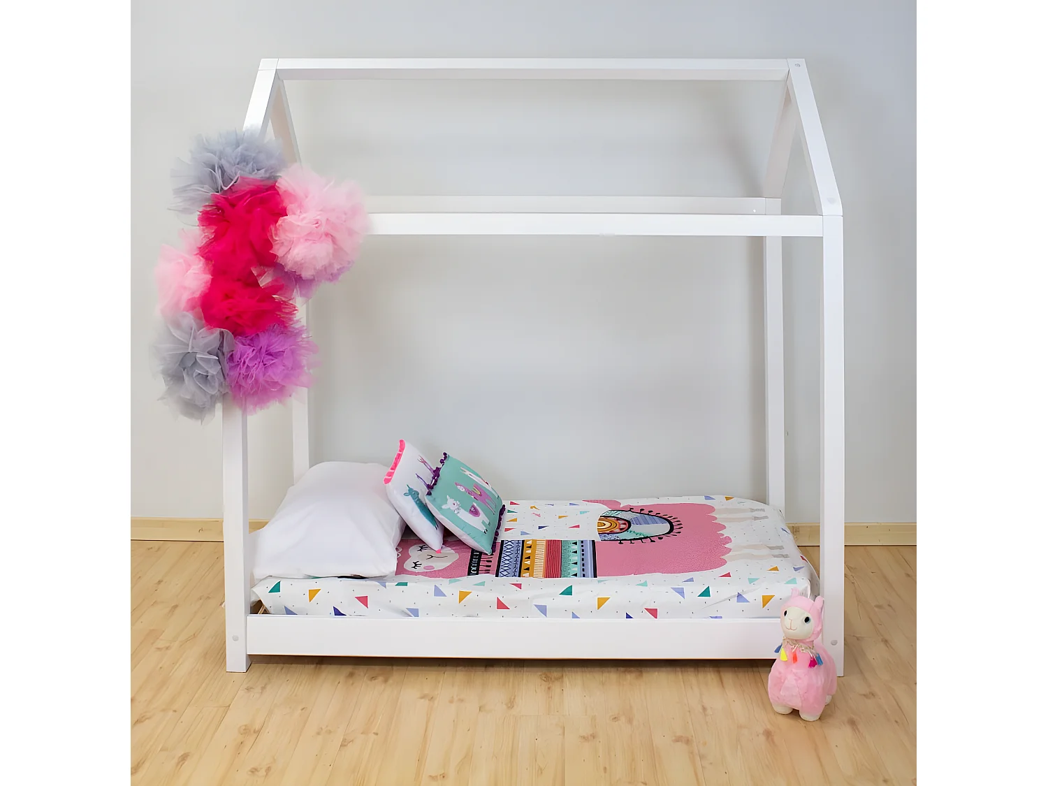 Pompon in tulle grigio 20x20x120cm