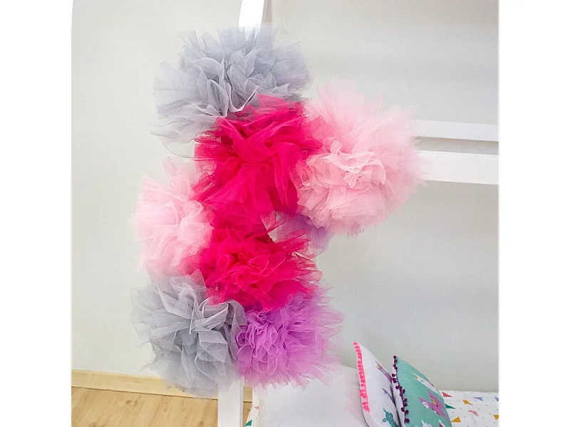 Pompons de tulle gris 20x20x120cm