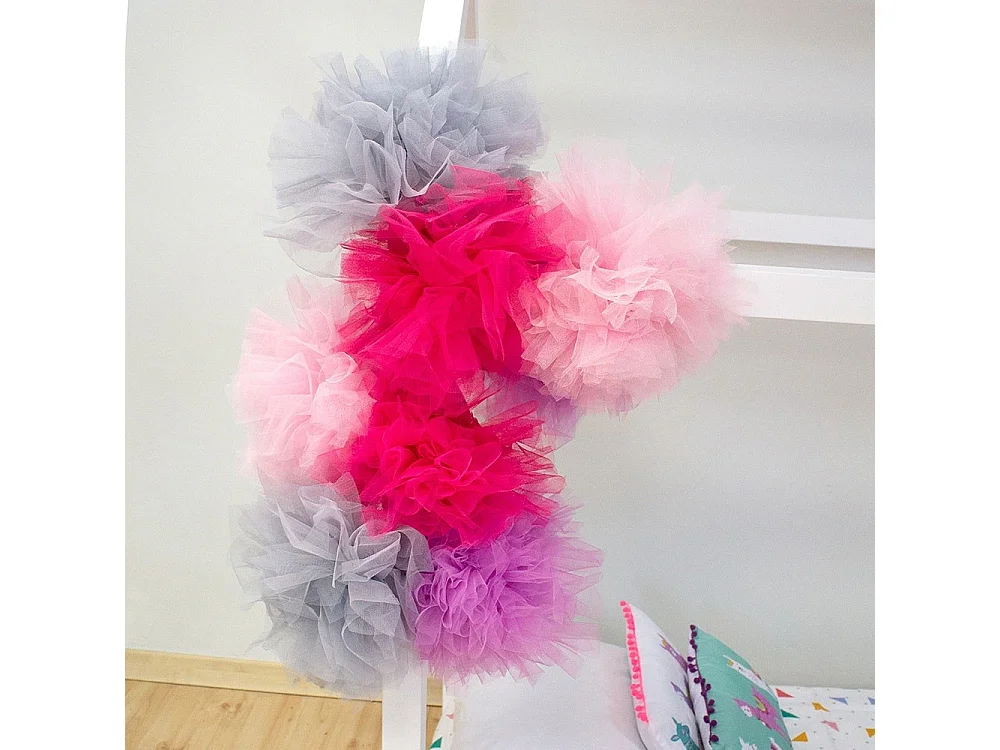 Pompons de tulle gris 20x20x120cm