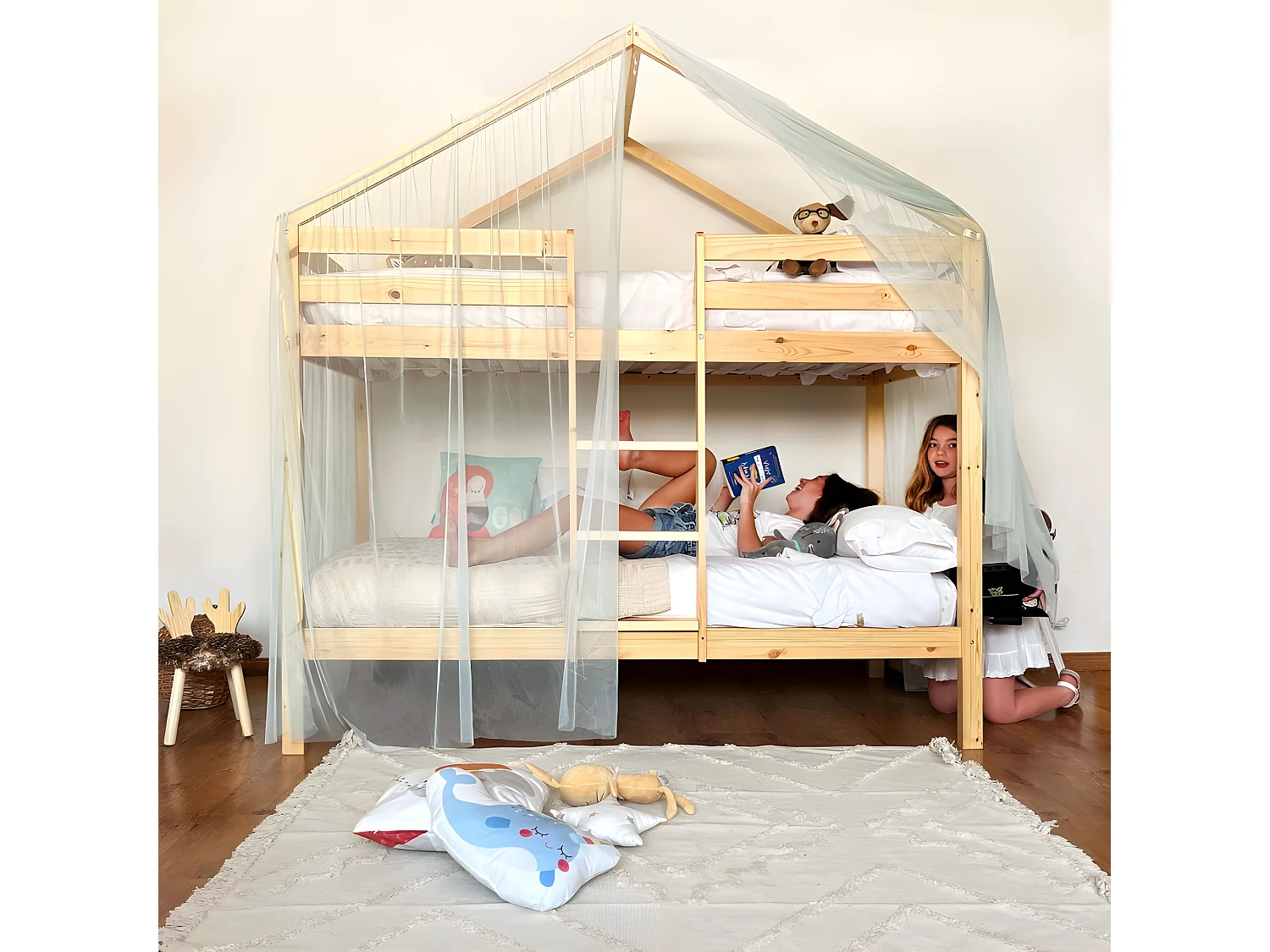 Betthimmel für Etagenbett Happy Tüll grün 208x202x98cm