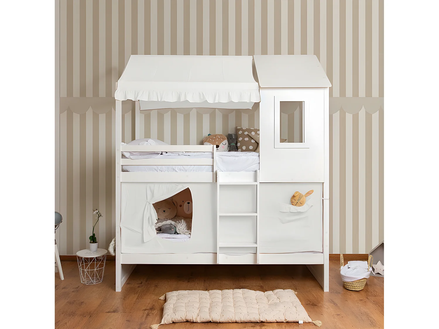 Betthimmel für Etagenbett Casita Baumwolle weiß 70x198/154x133cm