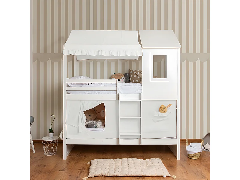 Ciel de lit superposé Casita coton blanc 70x198/154x133cm