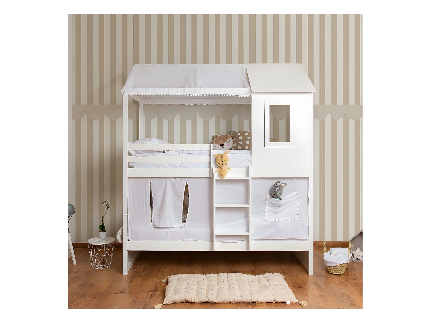Ciel de lit superposé coton blanc Casita 70x198/154x133cm