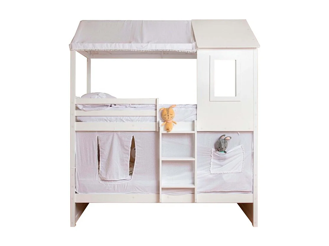 Techo para litera litera Casita algodón blanco 70x198/154x133cm