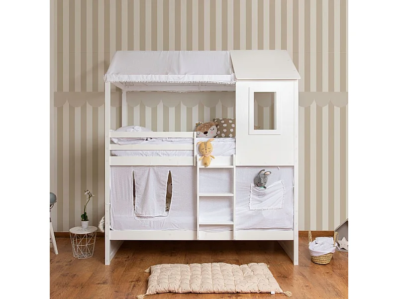 Tetto per il letto a castello Casita cotone bianco 70x198/154x133cm