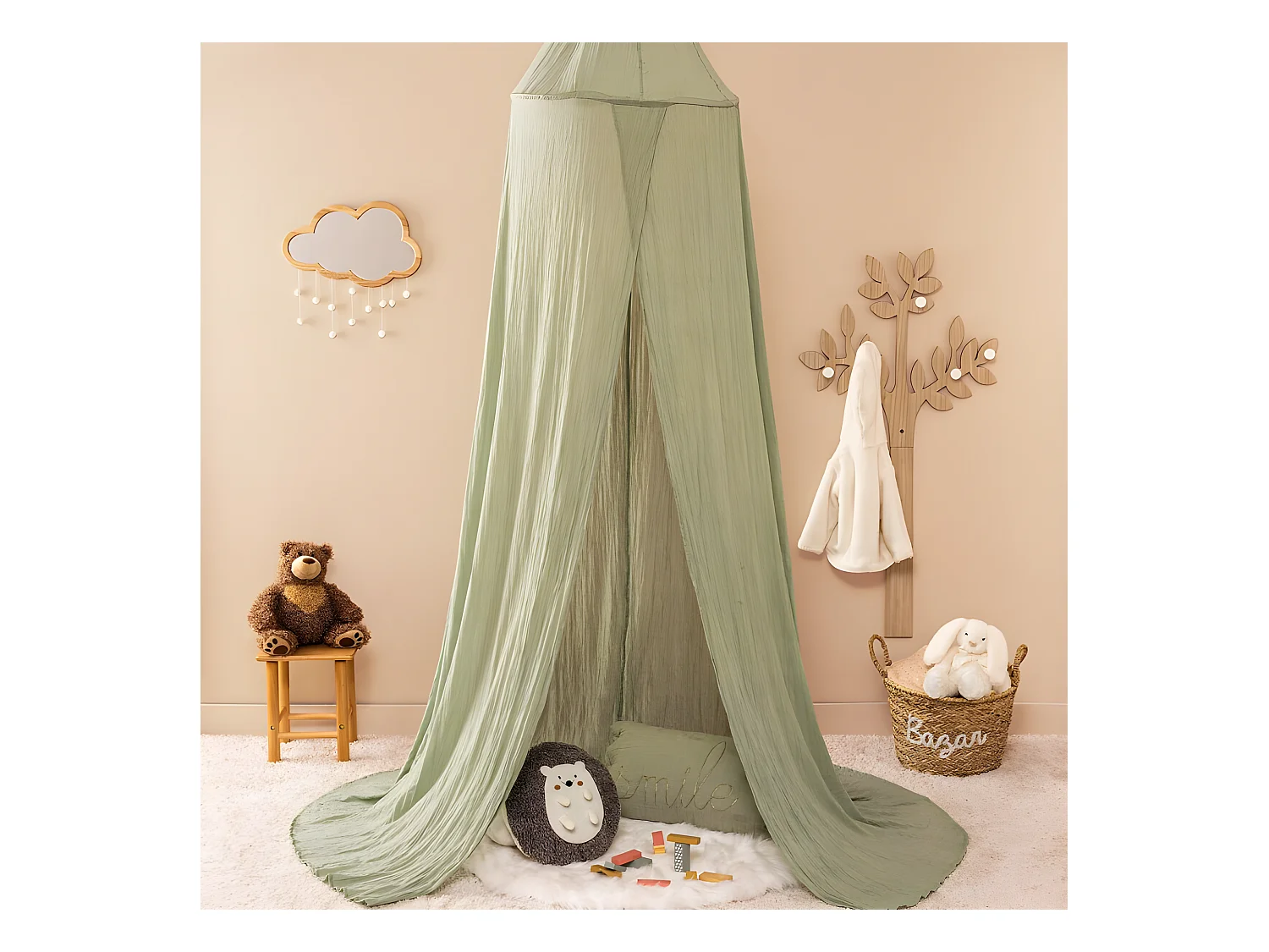 Dosel de algodón verde 350x250x50cm