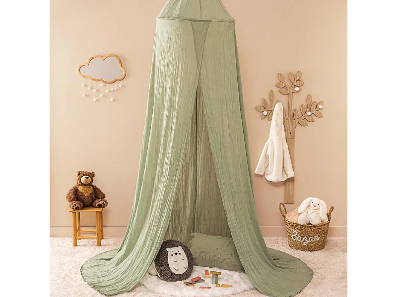 Ciel de lit en coton vert 350x250x50cm